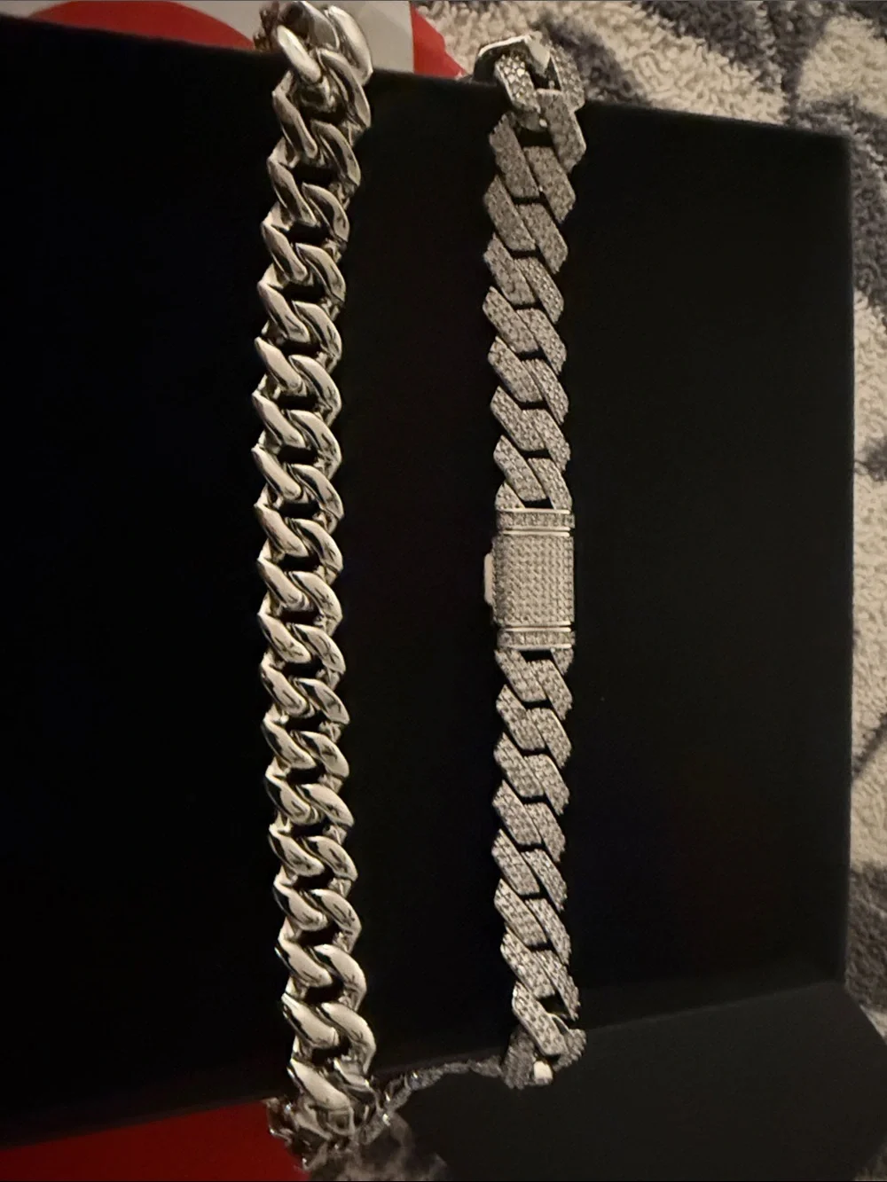 T.J.Maxx Silver Pave Cuban Link Chain Necklace